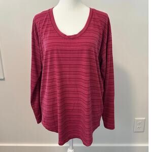 Athleta Cloudlight Stratus Pink/Red Striped Long Sleeve Shirt